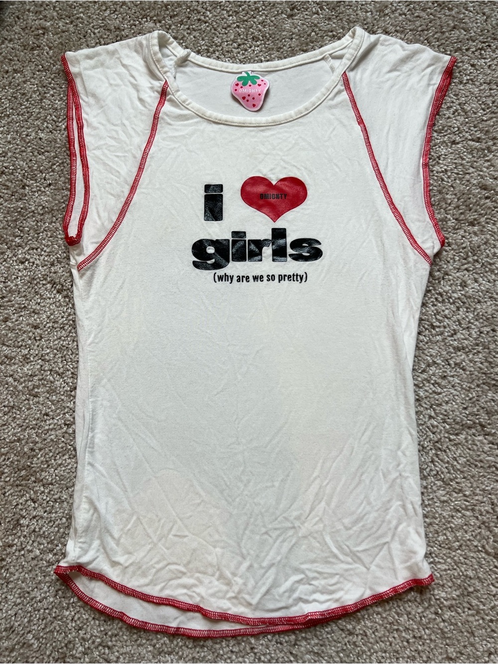 Y2K Graphic Baby Tee I ❤️ Girls XS/S Stretchy Soft Top